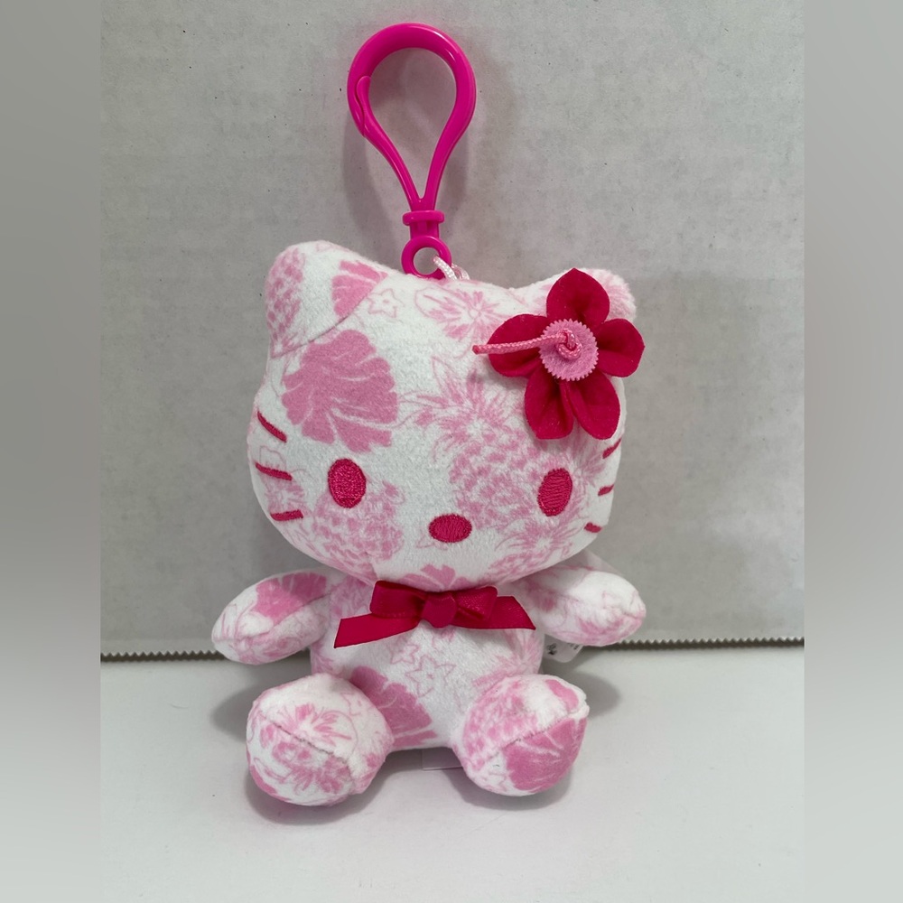 Hawaii ABC exclusive Hello Kitty Pink and White Floral Plush 4” keychain